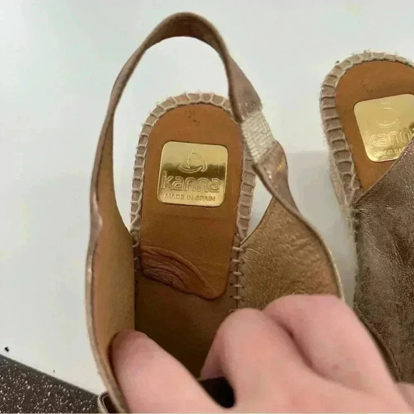 Kanna womens espadrilles size 40 bronze leather wedges costal - Picture 13 of 14